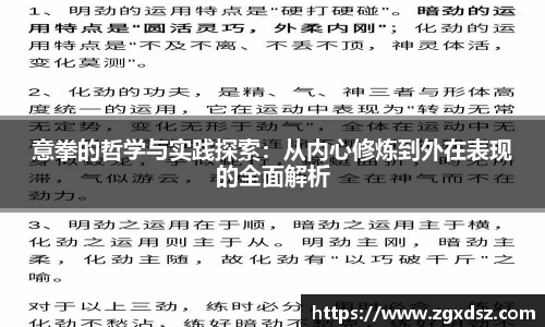 意拳的哲学与实践探索：从内心修炼到外在表现的全面解析